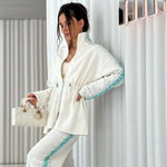 Ensemble Kimono Blanc Pailleté Bleu - Vignette | Kimono Japon