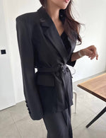 Ensemble Kimono Noir Fluide à Plis - Vignette | Kimono Japon