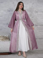 Kimono Abaya Violet Transparent avec Robe - Vignette | Kimono Japon