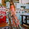 Veste Kimono Fleuri Rouge