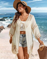 Kimono Bohème Beige Minimaliste - Vignette | Kimono Japon