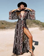 Kimono de Plage Noir Ceinturé - Vignette | Kimono Japon