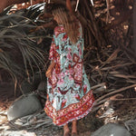 Kimono de Plage Vert Floral - Vignette | Kimono Japon