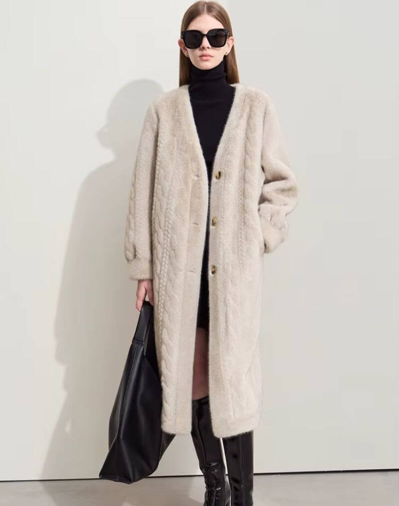 Manteau Style Kimono Doublé Chaud