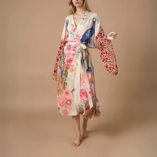 Kimono de Plage Style Vintage Blanc
