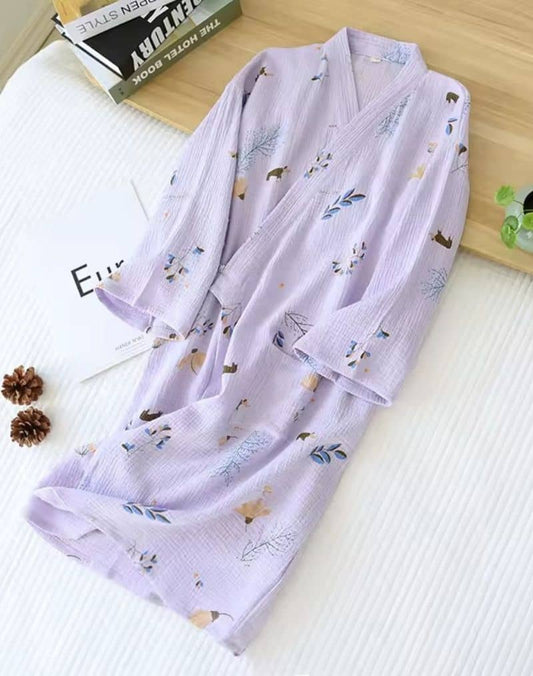 Robe Pyjama Kimono Coton Crêpe