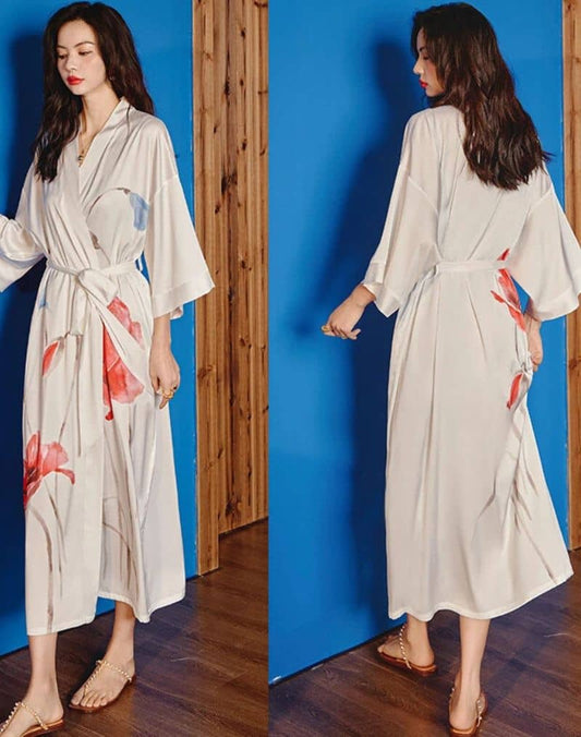 Robe Kimono Pyjama Blanche