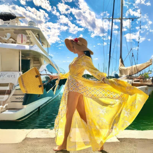 Kimono de Plage Jaune d’Eté