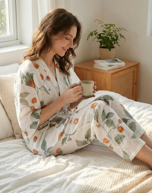 Ensemble Pyjama Kimono Coton Fin