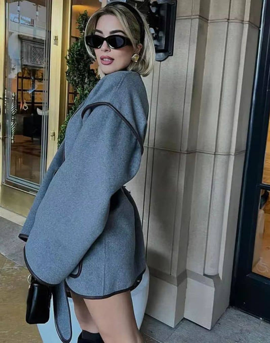 Manteau Kimono Gris Oversize