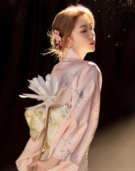Kimono Japonais Rose Flower