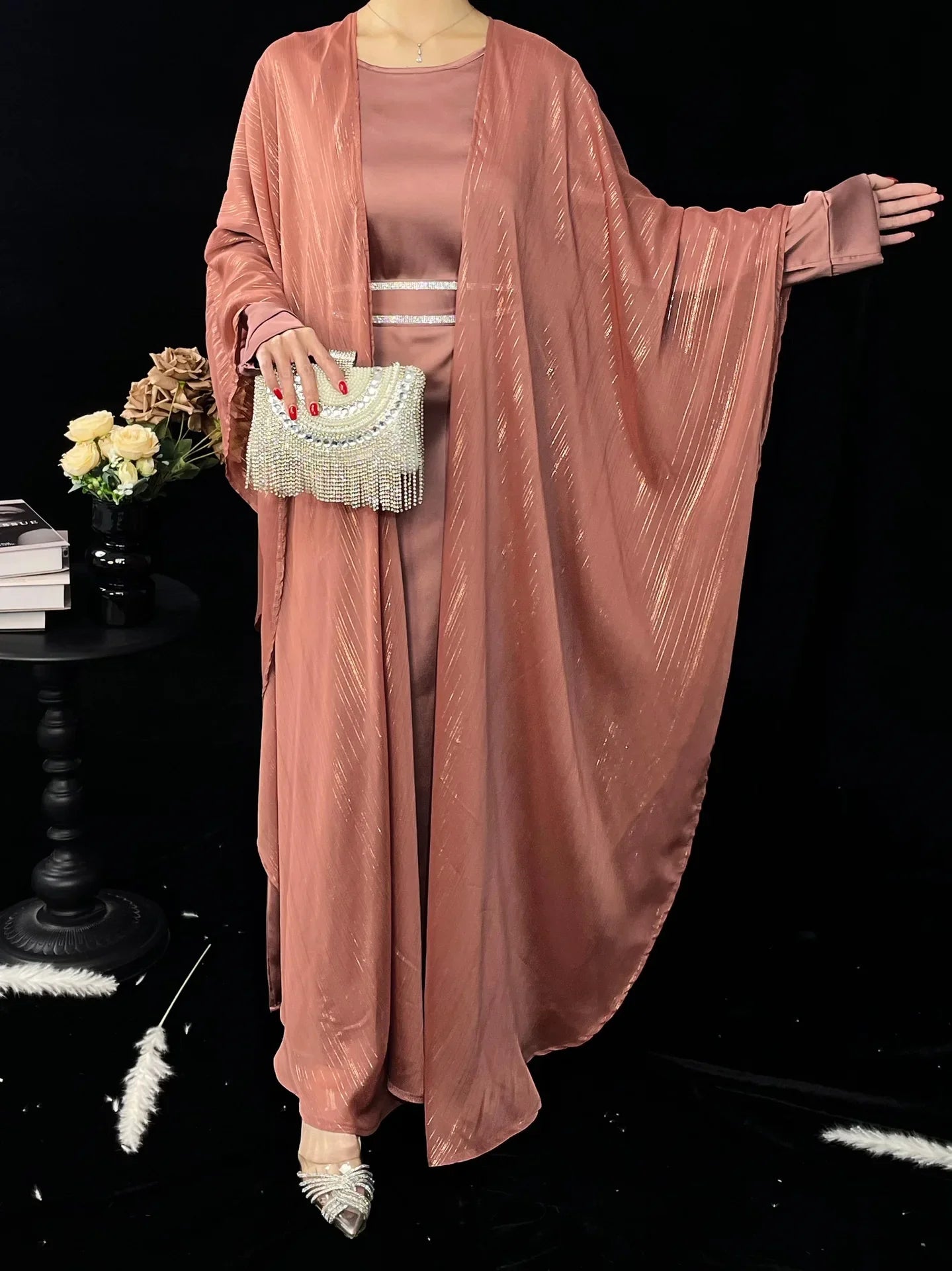 Ensemble Abaya Kimono de Luxe Rouge