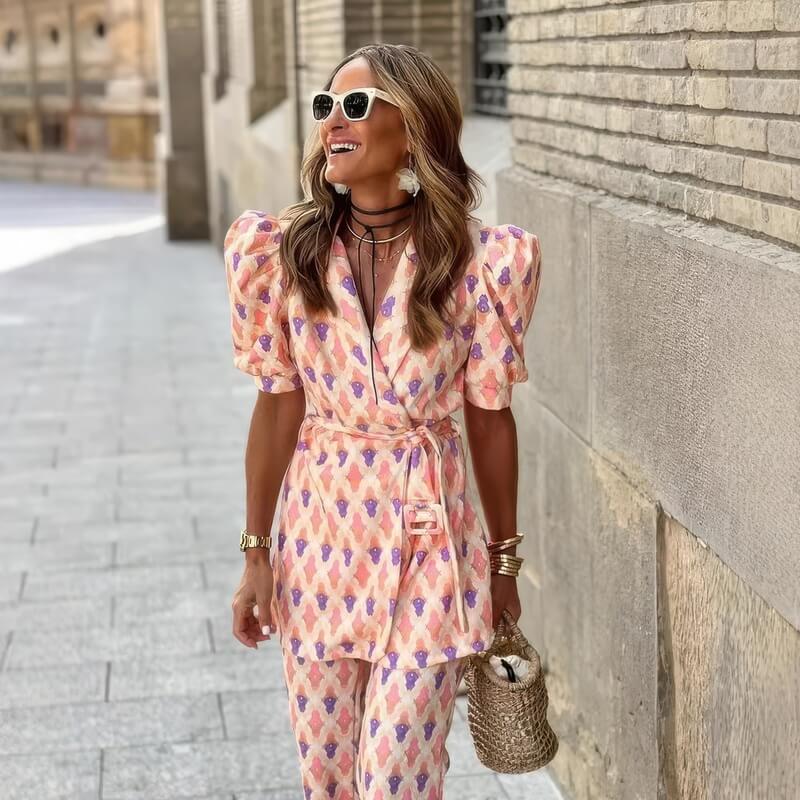 Ensemble Kimono à Manches Courtes Bouffantes