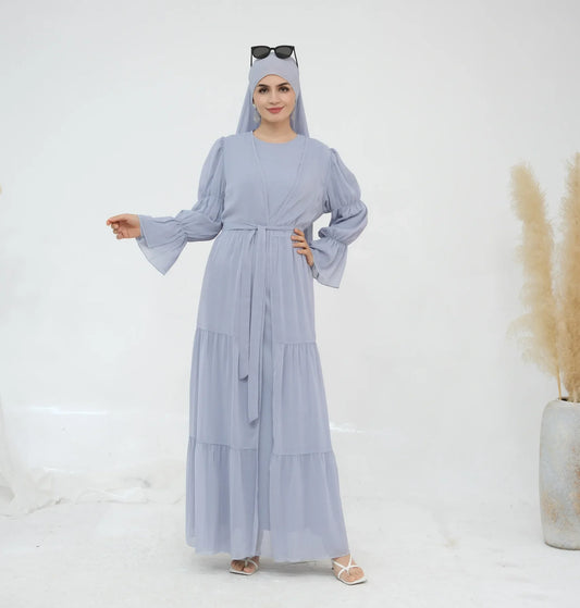 Ensemble Kimono Abaya Bleu pastel