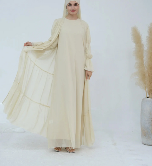 Ensemble Kimono Abaya Abricot