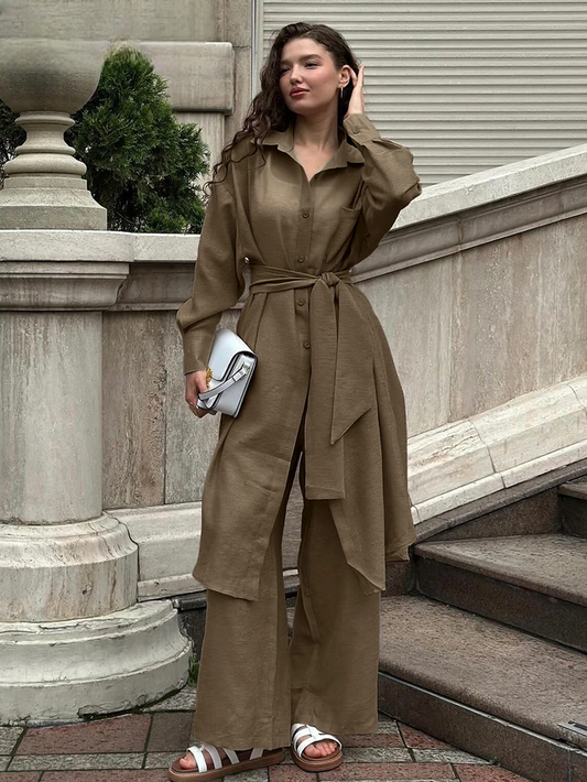 Ensemble Kimono Marron Long