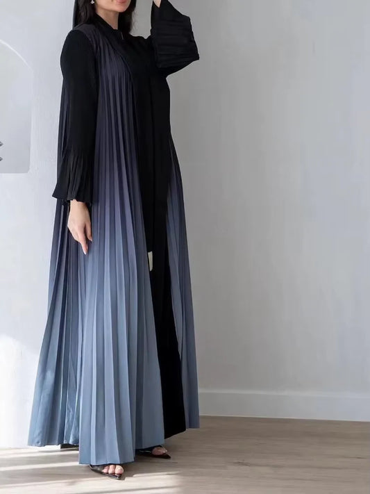 Kimono Abaya Plissé Bleu