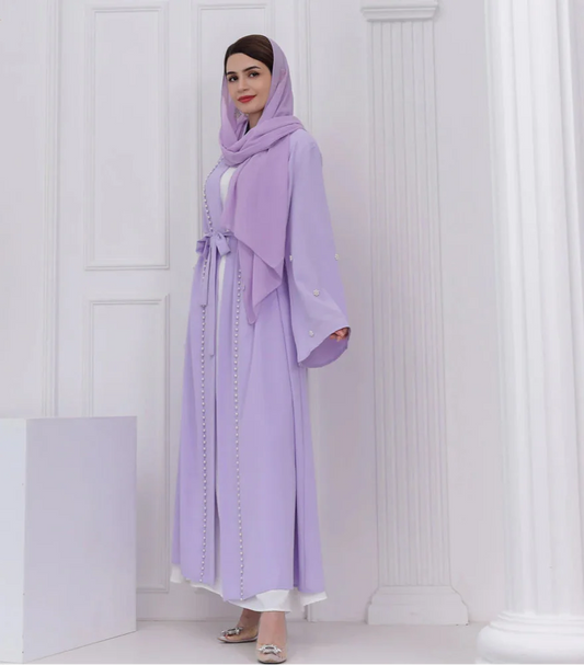Kimono Abaya Violet à Perles