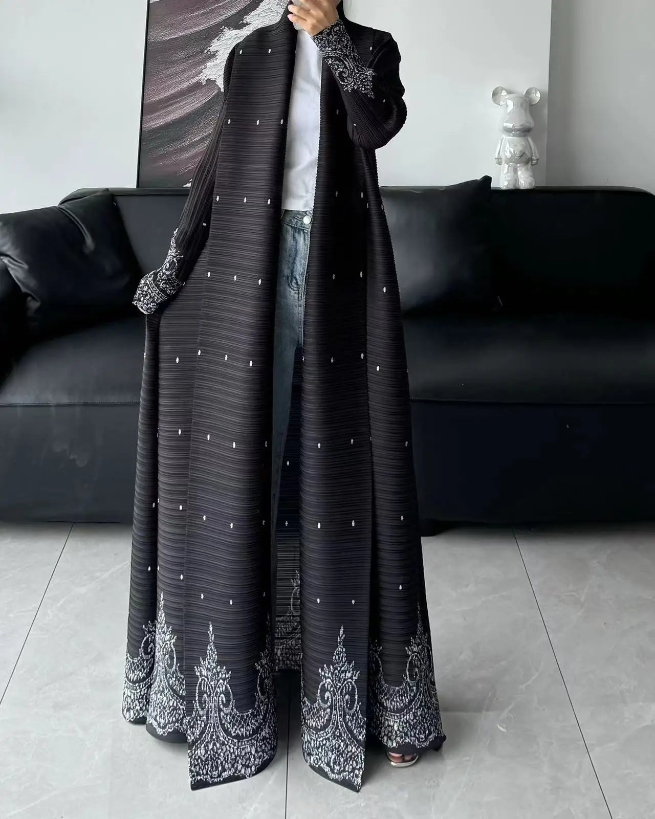 Kimono Abaya Évasé à Plis