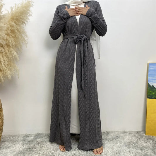 Kimono Abaya Tricoté Gris