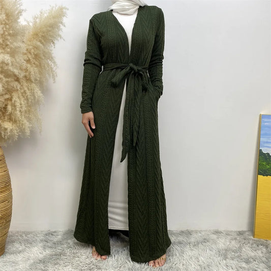 Kimono Abaya Vert Armé Décontracté