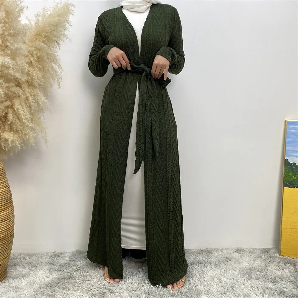 Kimono Abaya Vert Armé Décontracté