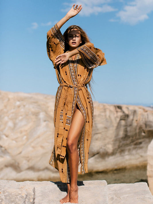 Kimono de Plage Orange Boho