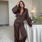 Kimono Pyjama Marron Satiné