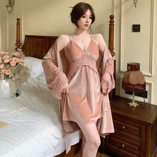 Ensemble Peignoir Kimono de Nuit Velouté