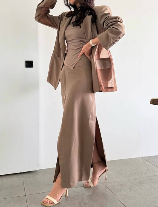 Ensemble Kimono Marron Ample à Plis