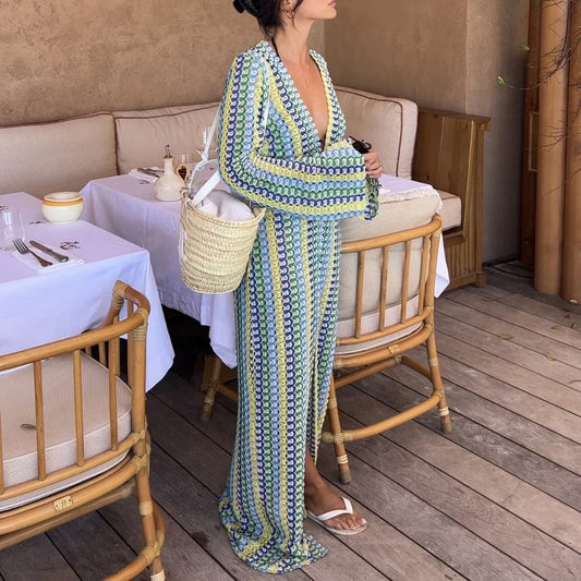 Robe Kimono Colorée Tricot