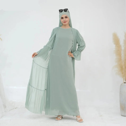 Ensemble Kimono Abaya Vert menthe