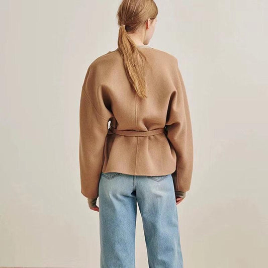 Veste Kimono Beige en Laine