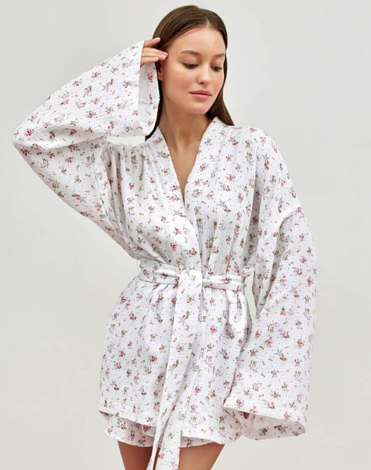 Ensemble Pyjama Kimono Fleuri Stylé