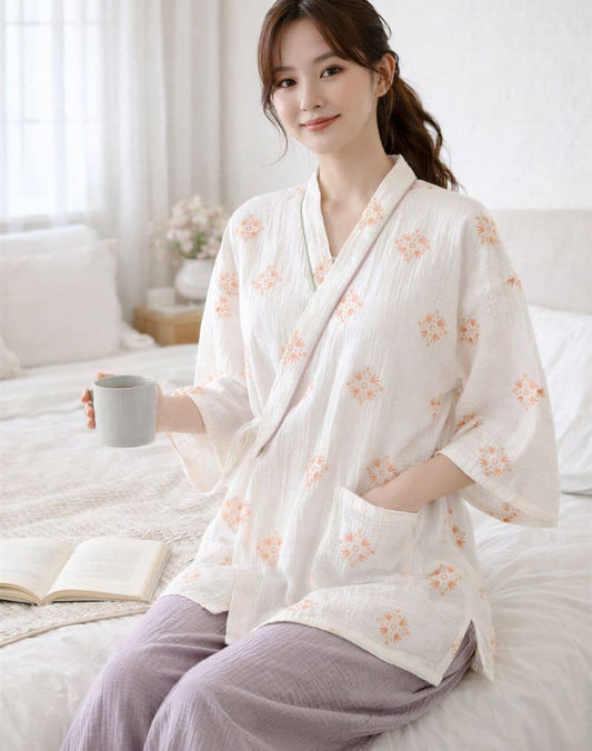 Ensemble Pyjama Kimono Pantalon Fluide
