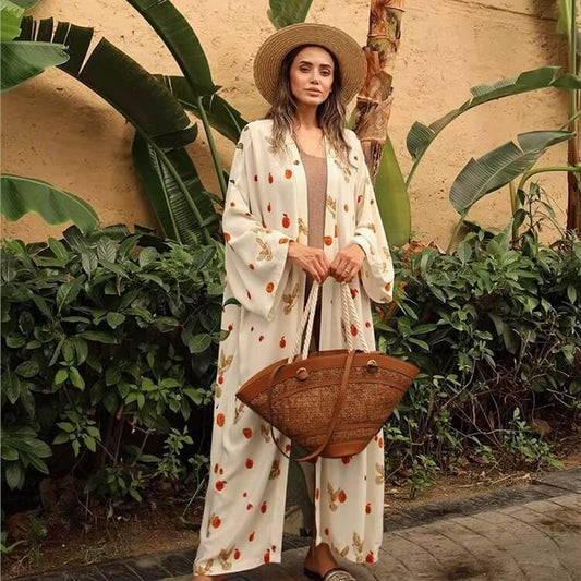 Kimono de Plage Oiseaux Vert