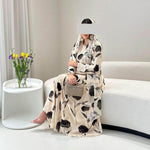 Kimono Abaya à Fleurs Noires - Vignette | Kimono Japon