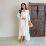 Kimono Abaya Blanc Brodé Luxueux - Vignette | Kimono Japon