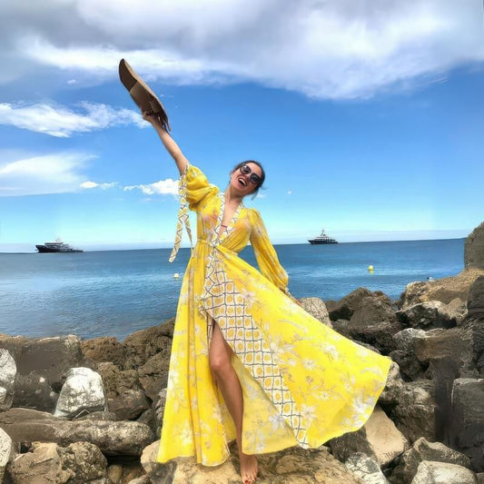 Kimono de Plage Jaune d’Eté