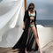 Kimono de Plage Long en Mousseline de Soie Noir