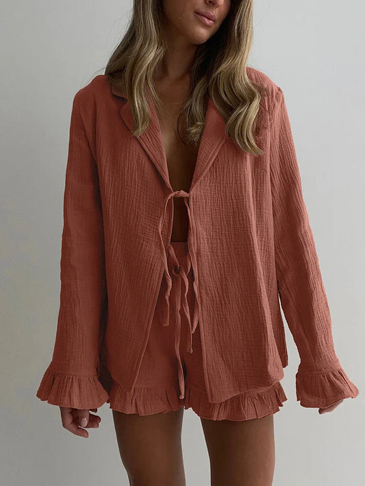 Kimono Pyjama Short Marron