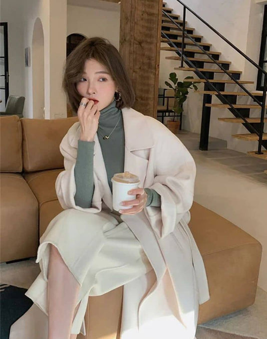 Manteau Kimono d’Hiver Femme Blanc