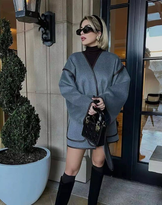 Manteau Kimono Gris Oversize