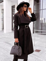 Manteau Kimono Noir à Ceinture - Vignette | Kimono Japon
