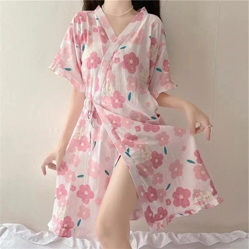 Peignoir Kimono Lapin Fleuri