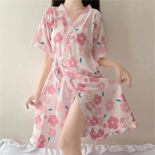 Peignoir Kimono Lapin Fleuri