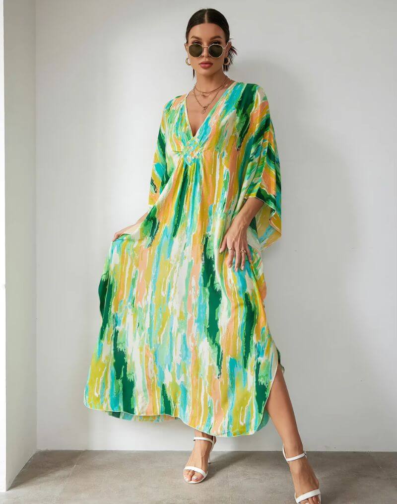 Robe Kimono Bohème Verte