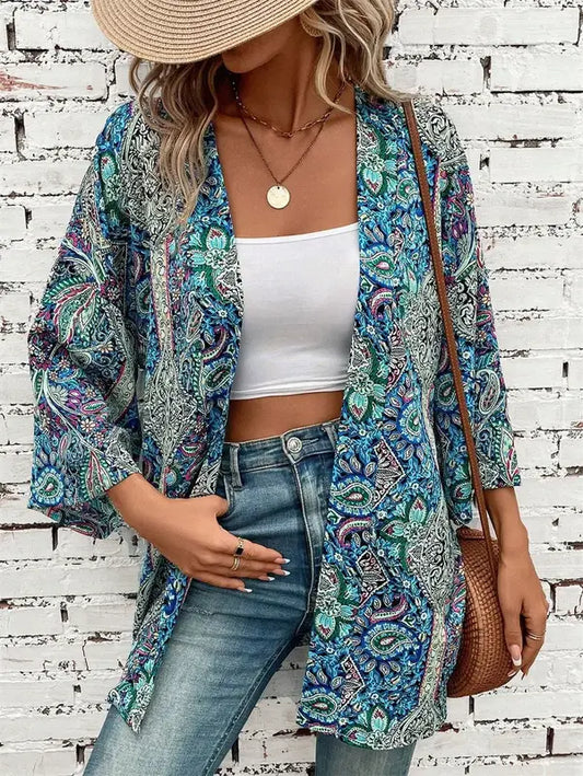 Veste Bleue Kimono Stylée