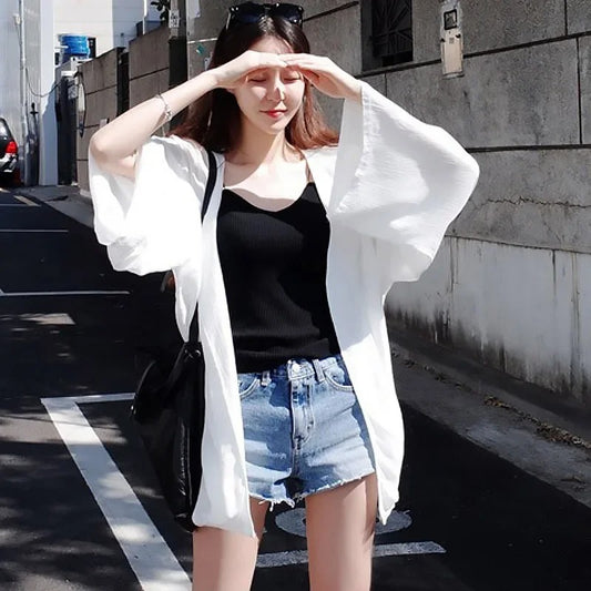 Veste Kimono Femme Blanc