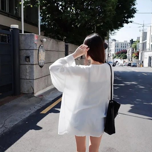 Veste Kimono Femme Blanc